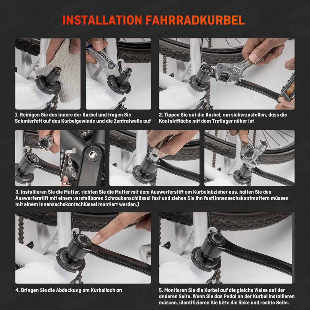 HENMI Fahrrad Kurbelabzieher Set, Universal Tretlager Abzieher Fahrrad Werkzeuge mit Schmieröl Schmierfett Kurbel Entferner, Kurbel Fahrräder Innenlager Entferner