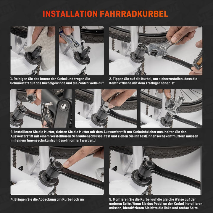 HENMI Fahrrad Kurbelabzieher Set, Universal Tretlager Abzieher Fahrrad Werkzeuge mit Schmieröl Schmierfett Kurbel Entferner, Kurbel Fahrräder Innenlager Entferner