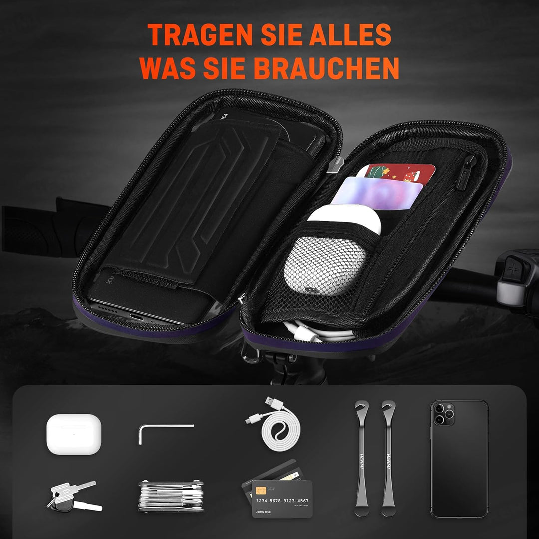 HENMI Handyhalterung Fahrrad Wasserdicht IPX5 Rahmentasche Fahrrad mit TPU Touchscreen Handytasche Fahrrad für Smartphone bis zu 7 Zoll für MTB, Rennrad, Ebike Fahrrad Zubehör