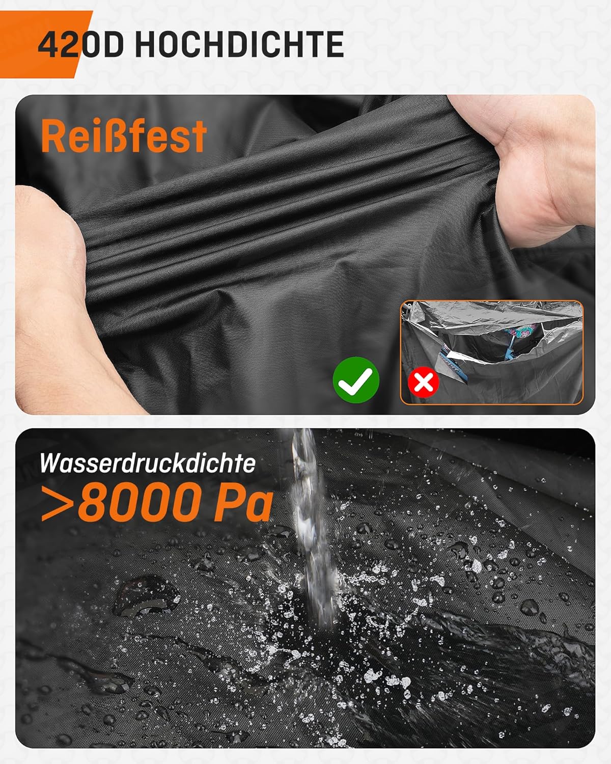 Fahrradabdeckung Für 3 Fahrräder – Wasserdicht, UV-beständig, Mit Aufbewahrungstasche, 420D Robust (für Gepäckträger-Transport)