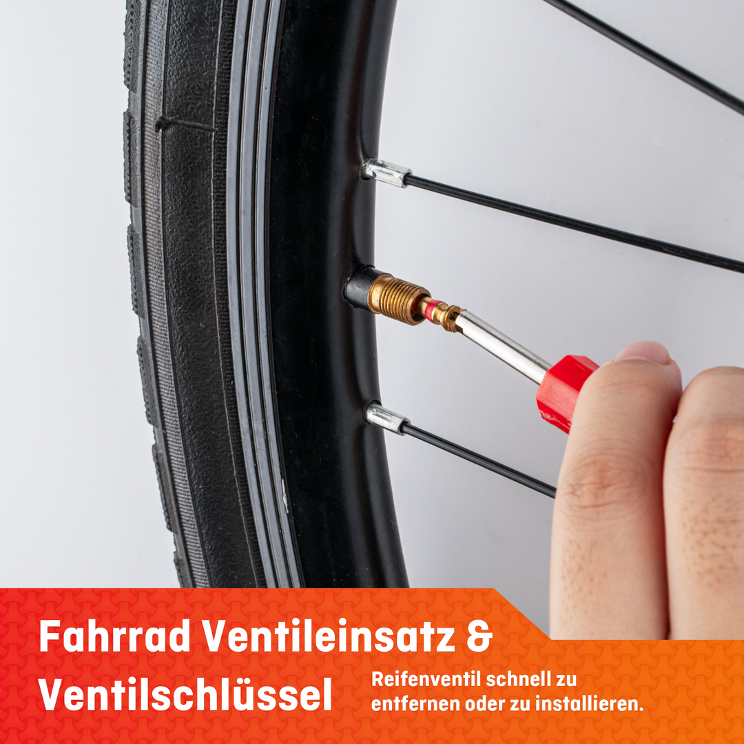 HENMI Flickzeug Fahrrad Reparaturset, Tragbar Fahrrad Flickzeug Set mit Reifenreparaturkleber, Patch, Metall Reifenheber, Fahrrad Ventileinsatz, Ventilschlüssel Kompatibel mit Allen Fahrradschläuchen