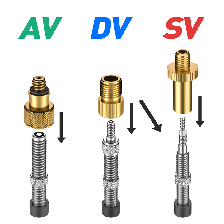 HENMI 12pcs Fahrrad Adapter, Französisches Ventil Adapter, Multifunktiona Durable Ventiladapter Anzug für SV DV AV für Kompressor, Luftpumpe, Kugelpumpe, Zubehör für Fahrradpumpen