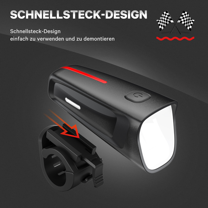 HENMI LED Fahrradlicht Vorne 100 LUX,Fahrradbeleuchtung stvzo zugelassen,Fahrradlampe USB Aufladbar mit Batterie Aufforderung schwach und 3 Leuchtmodi,IPX5 Wasserdicht und Blendfreies Design