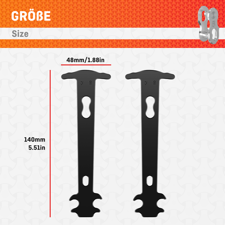 HENMI Fahrrad Kettenmesslehre 2 Stück, Kettenlehre mit Zwei Präzisionsanzeigen von 0.75 und 1.0, Kettenverschleißlehre Schnelles und Einfaches Messen Verschleißes