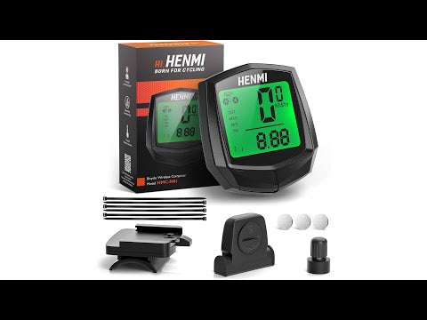 HENMI Fahrradcomputer Kabellos, 24 Funktionen Fahrradtacho Kabellos, IP54 Wasserdicht Fahrrad Kabellos Tachometer Kilometerzähler mit HD LCD Hintergrundbeleuchtung